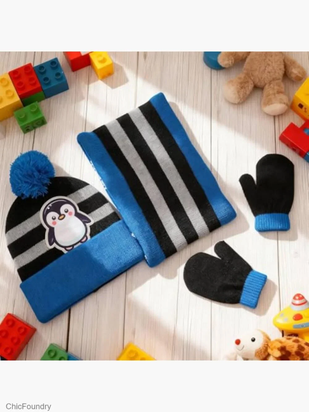 Dinosaur Kids Winter Hat Scarf Gloves Set 3 Pieces Toddler